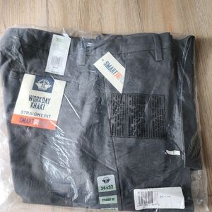 Workday Khakis, Straight Fit Size 36x32 Color: Storm Grey